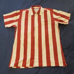 Nisus Hotel - boutique Japanese brand red/khaki wide stripe small SS button down